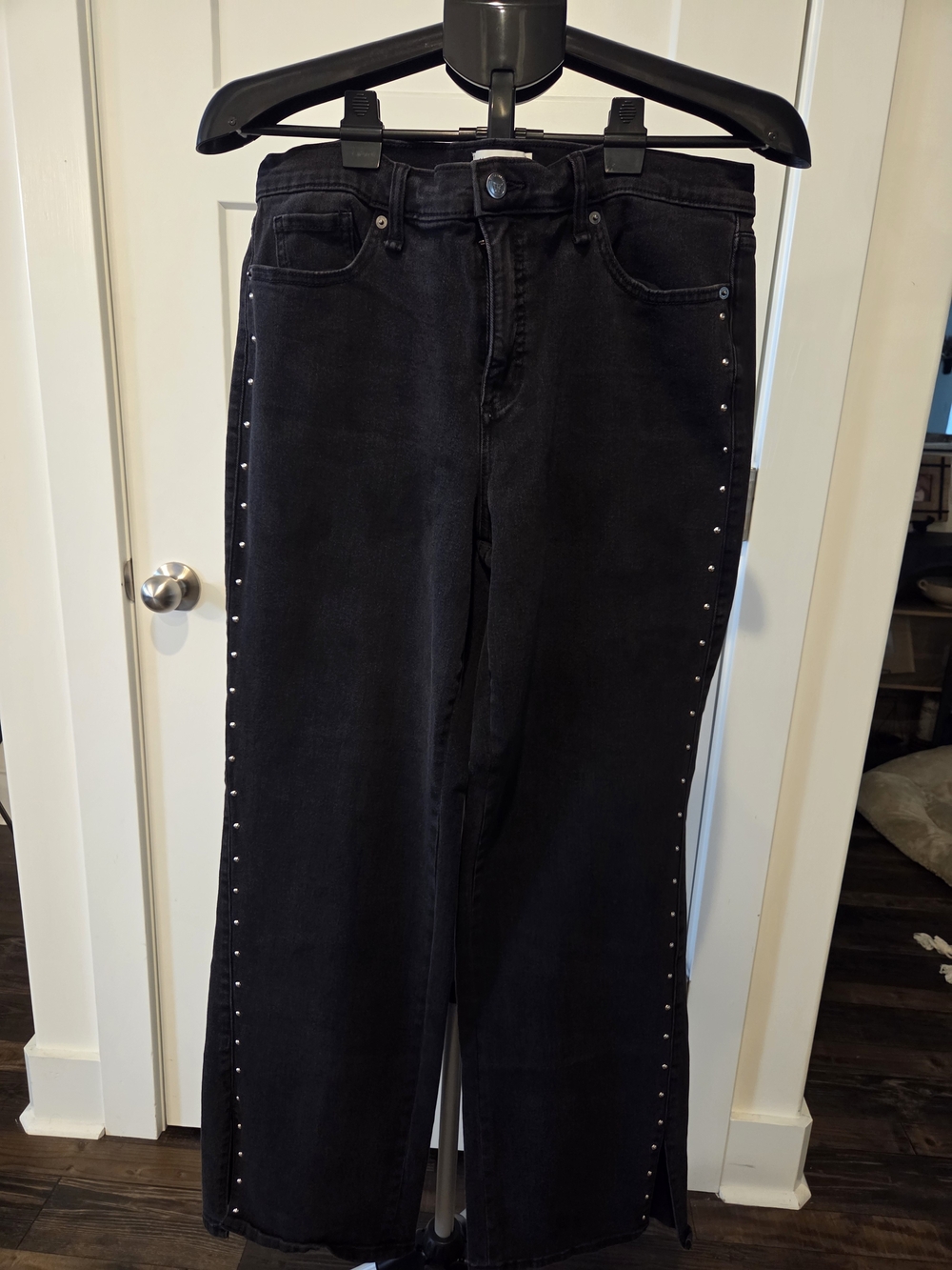 93. Jessica Simpson Black Wide-Leg Jeans with Silver Stud Side Trim